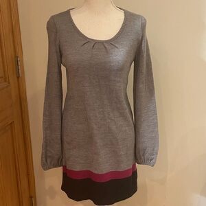 Sweater Project Gray Dress with Pink and Black Accents